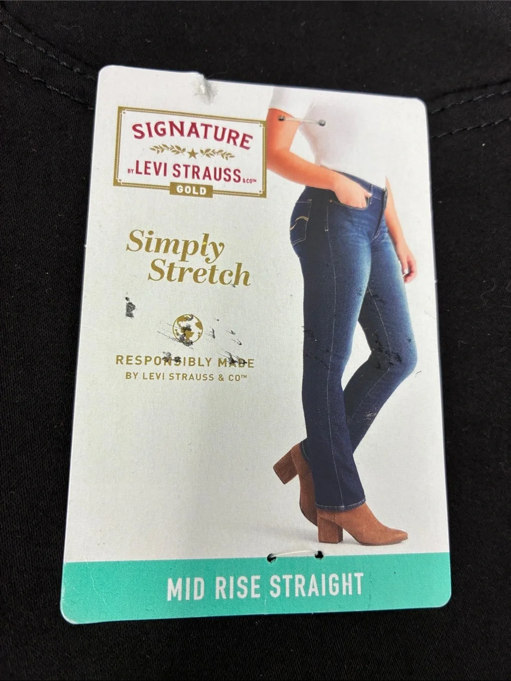Signature by Levi Strauss Mid Rise Straight Women Jeans - Black 28S|W39|L30